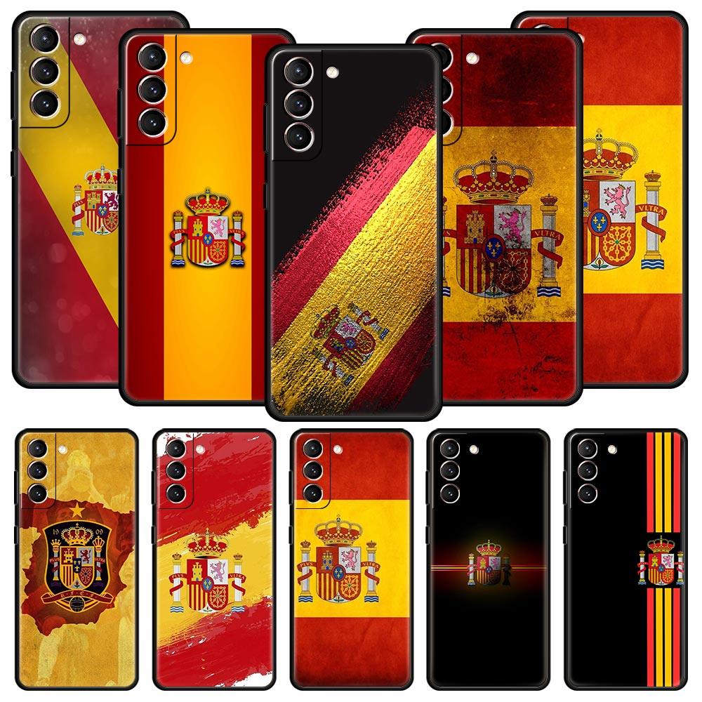 Custodia per telefono bandiera Spagna Per Samsung Galaxy S25 S24 S23 FE S22 Ultra S20 S21 5G S10 Plus S10E Cover Nera Morbida