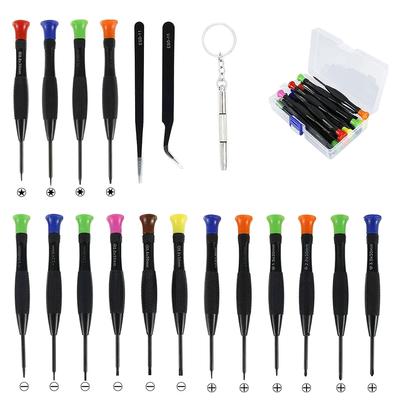 19-teiliges Mini-Schraubendreher-Set, 0,8–3 mm, Mikro-Kreuz-Schraubendreher-Set aus Stahl, metrischer Flachkopf-Magnetschraubendreher für Reparaturen
