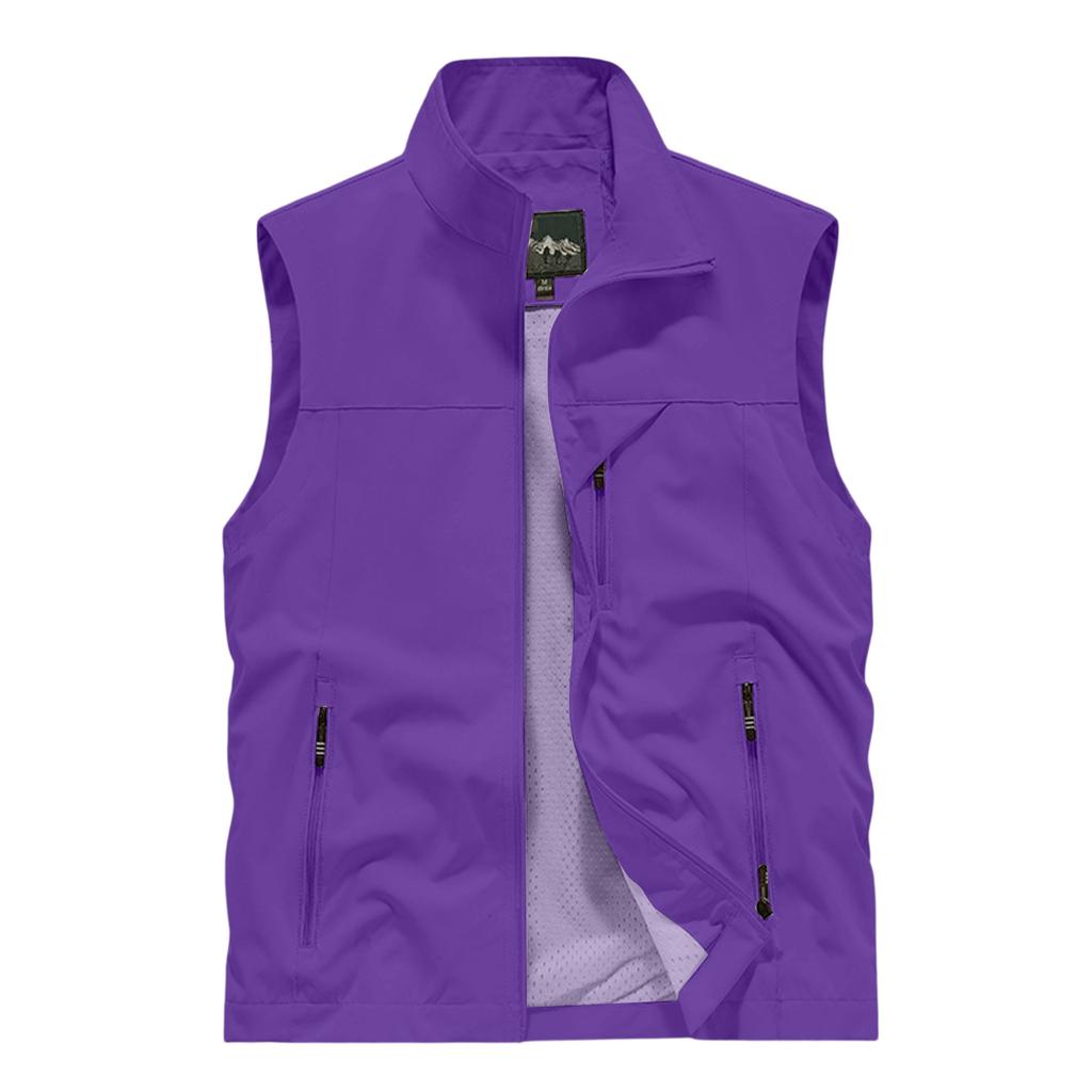 Men's Summer Multi-Functional Pocket Fishing And Hiking Vest: Lightweight Sleeveless Stand-Up Collar Jacket