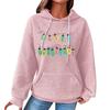 Women's Fashion Loose Hooded Pullover Long Sleeve Plaid Sweatshirt With Drawstring, Drop Shoulder, Pocket, Christmas Print Top