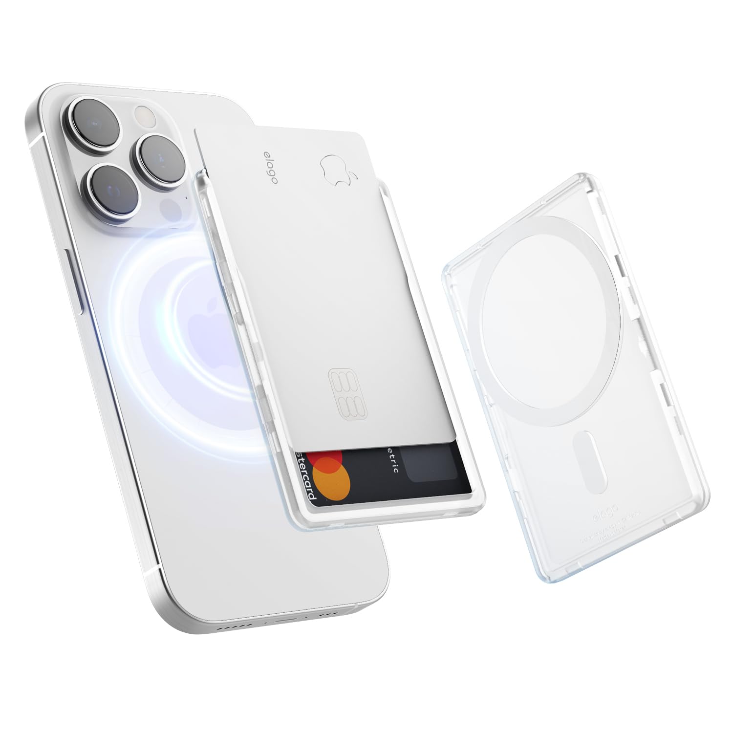 

elago Совместимый с MagSafe Чехол-картхолдер с отделением для карт Картхолдер MagSafe для карт с различными iPhone и магнитным карманом для карт Прозрачный карман, Тонкий,