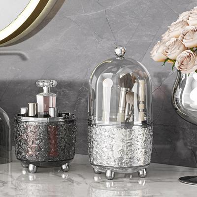 Makeup Brush Holder Organizer 360° Rotating Waterproof Storage Box Multipurpose with Lid Desk Organizer Skincare Storage