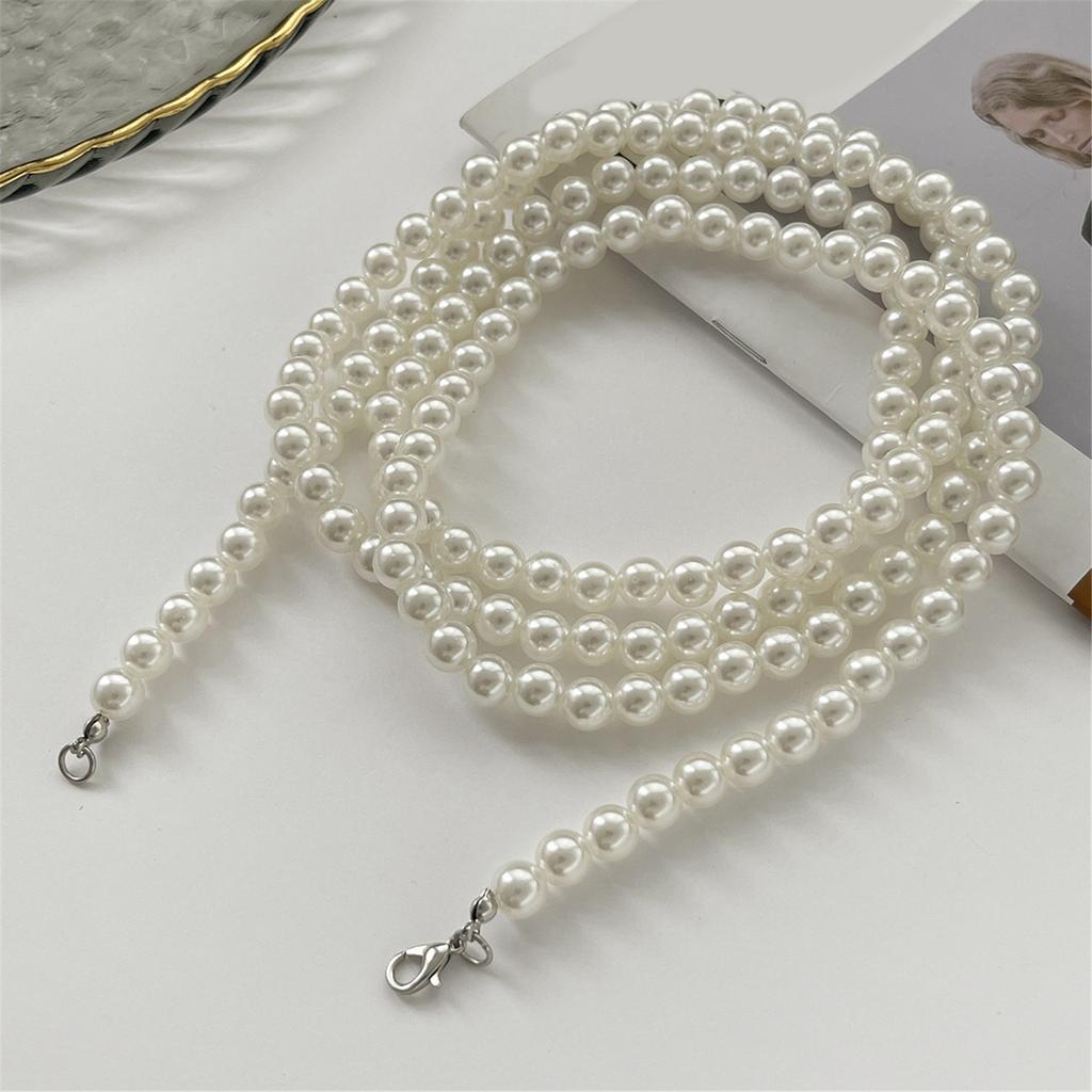 Elegant Imitation Pearls Beaded Anklet Set Bohemian Style Adjustable Pants Chain Foot Jewelry For Women Daily Wear