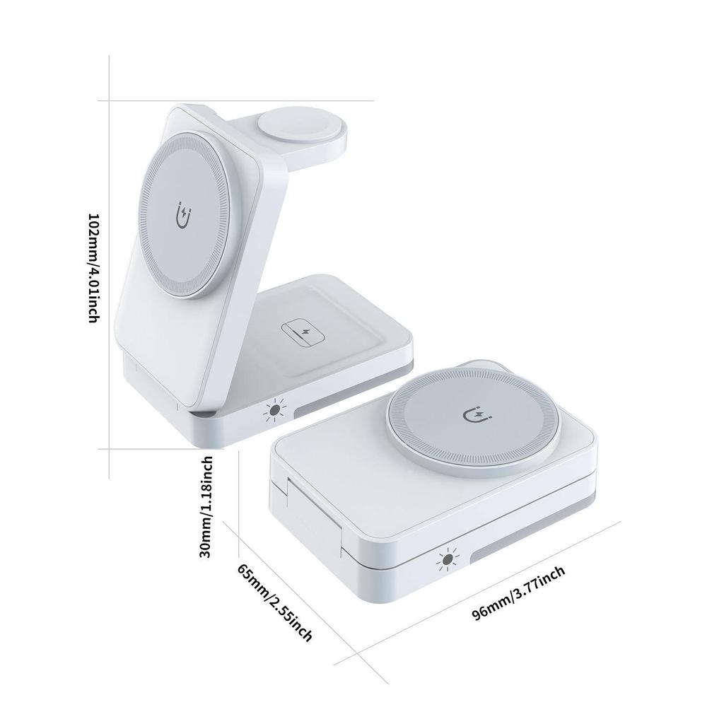 Cross-border 3-in-1 Magnetic Wireless Charger & Folding Phone Stand