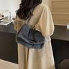 Denim Chain Crossbody Bag,Summer New Casual Women Fold Shoulder Bag,Trendy Commuter Tote Bag for Daily Travel Work Purse Handbag