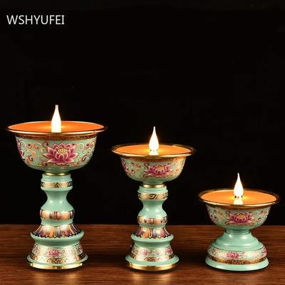 Enamel Acrylicbutter Home Decoration Buddhist Supplies Simulated Candlestick Lotus Candle Holder Living Room Decorations