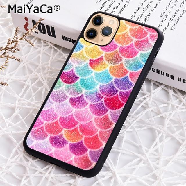 MaiYaCa Watercolor Faux Glitter Mermaid Scales Phone Case For iPhone 17 Air 16 16e 15 plus 11 12 13 14 pro max  coque