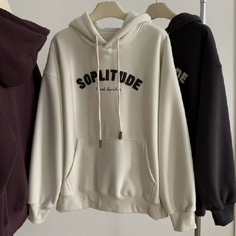 Vintage Hoodie mit Buchstabenaufdruck für Damen mit gespleißtem Design Weich Leicht für Frühling Herbst