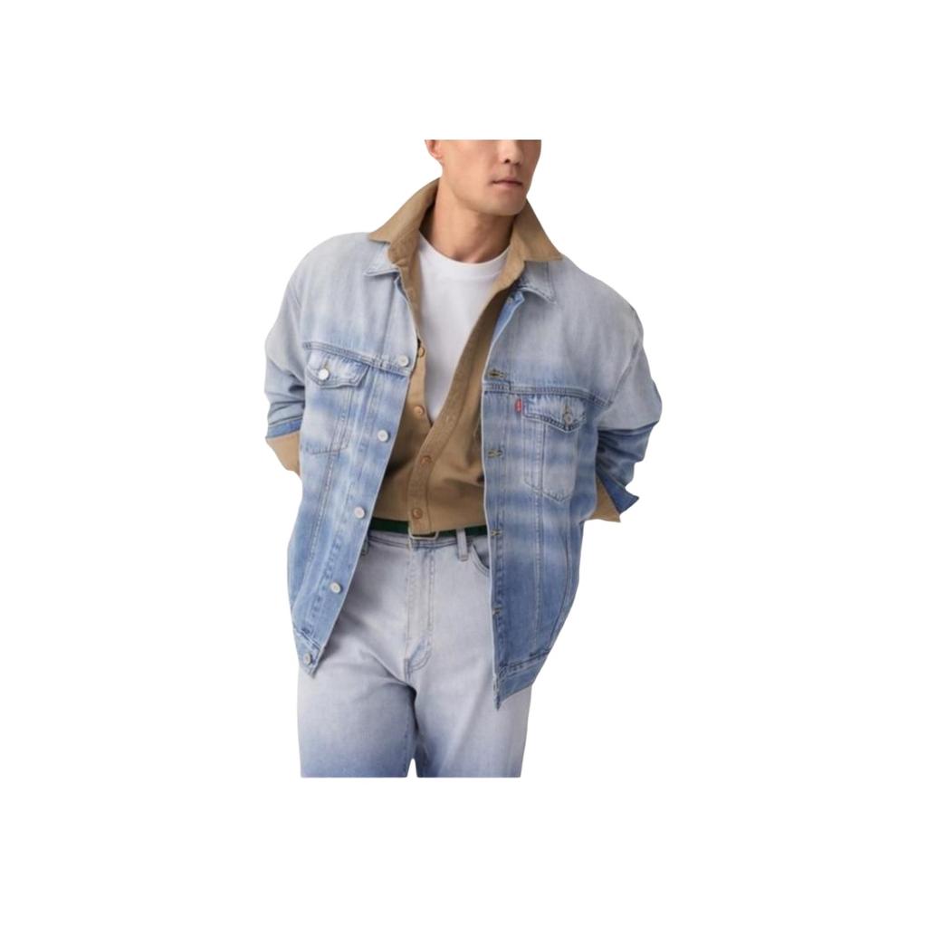 Levis Loose Casual Lapel Single-Breasted Long Sleeve Denim Jacket Men Jackets Light-Blue 003ML-0000