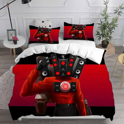 Set Biancheria da Letto Trapunta Copripiumino Federe Skibidi Toilet Arale 2-3 Pezzi Set Dimensioni Bambini Adulti