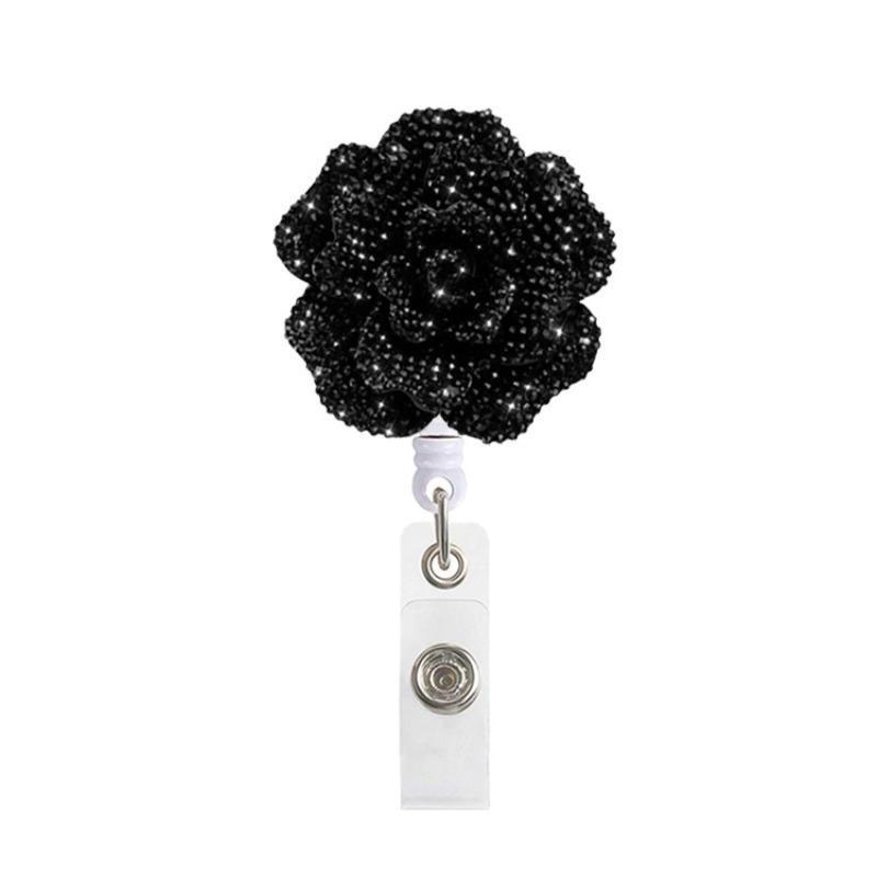Resin Shiny Flowers Retractable Easy-to-pull Buckle Rotating Easy-to-pull Certificate Buckle Nurse Scroll Badge