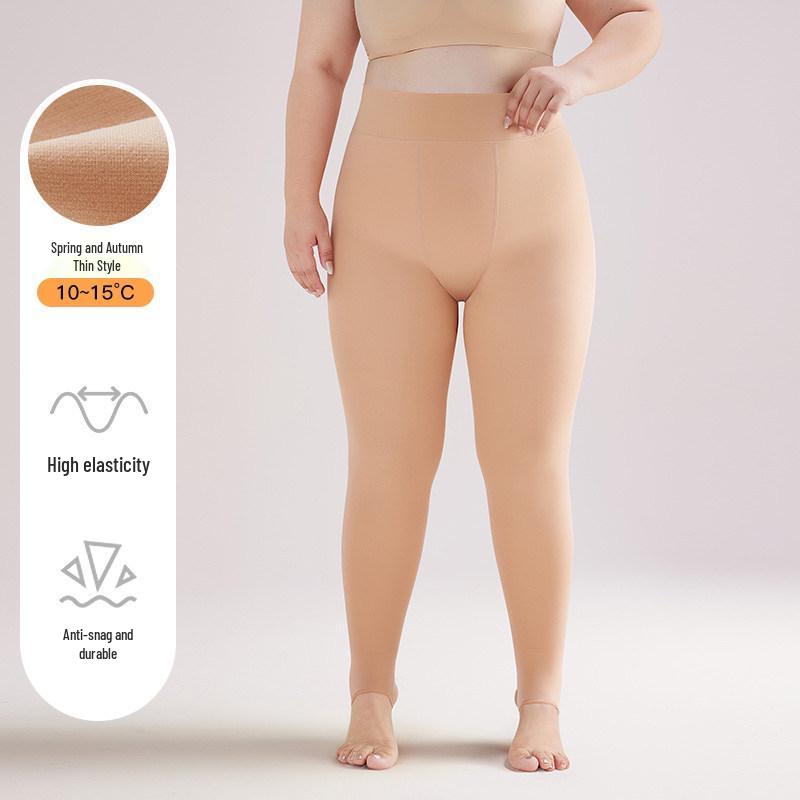 

Winter Fleece-Lined Skin-Tone Tights for Plus-Size Women One Size [80-115 lbs]
