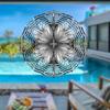 1pc Black and White Hand-Painted Mandala Rotating Wind Chime - Intricate Metal Design for All-Season Garden