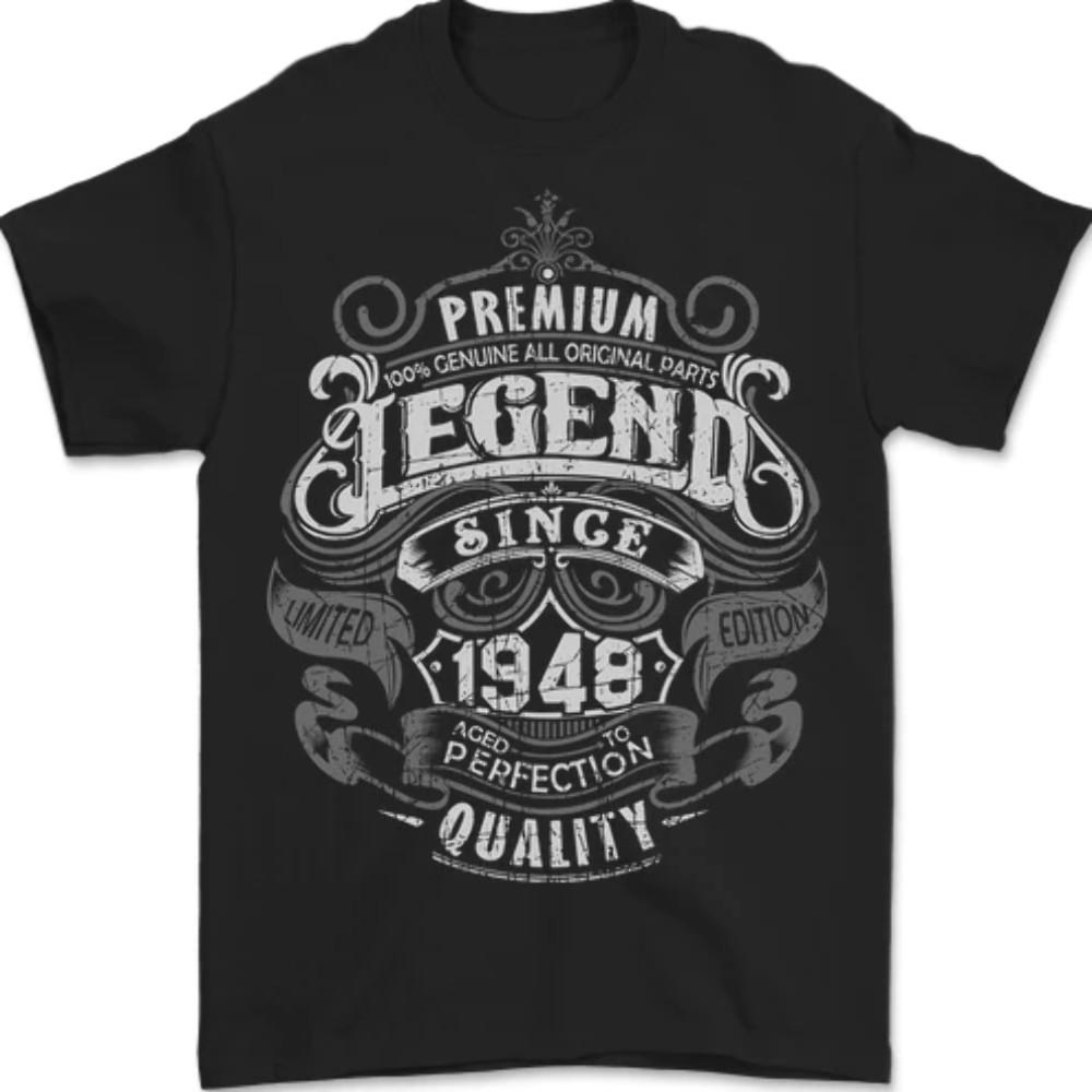 26 Premium Legend 77th Birthday 1948 Mens T-Shirt 100% Cotton Unisex T-Shirt M