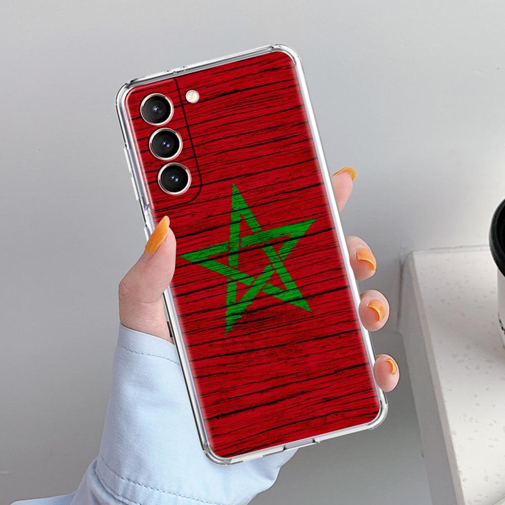 Phone Case For Samsung Galaxy S26 S25 S24 S23 S22 Ultra S20 S21 FE 5G Plus Soft Clear Cover Morocco Flag Soccer