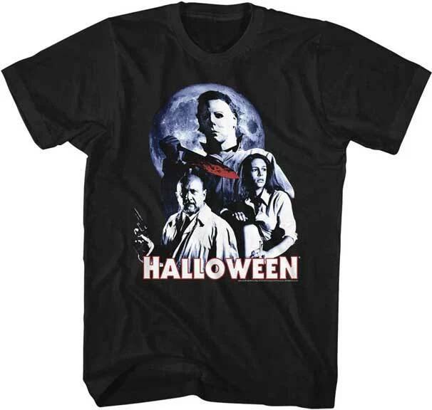 Halloween Horror Movie Bloody Knife Group Shot In Moon Light Men s T Shirt 3XL