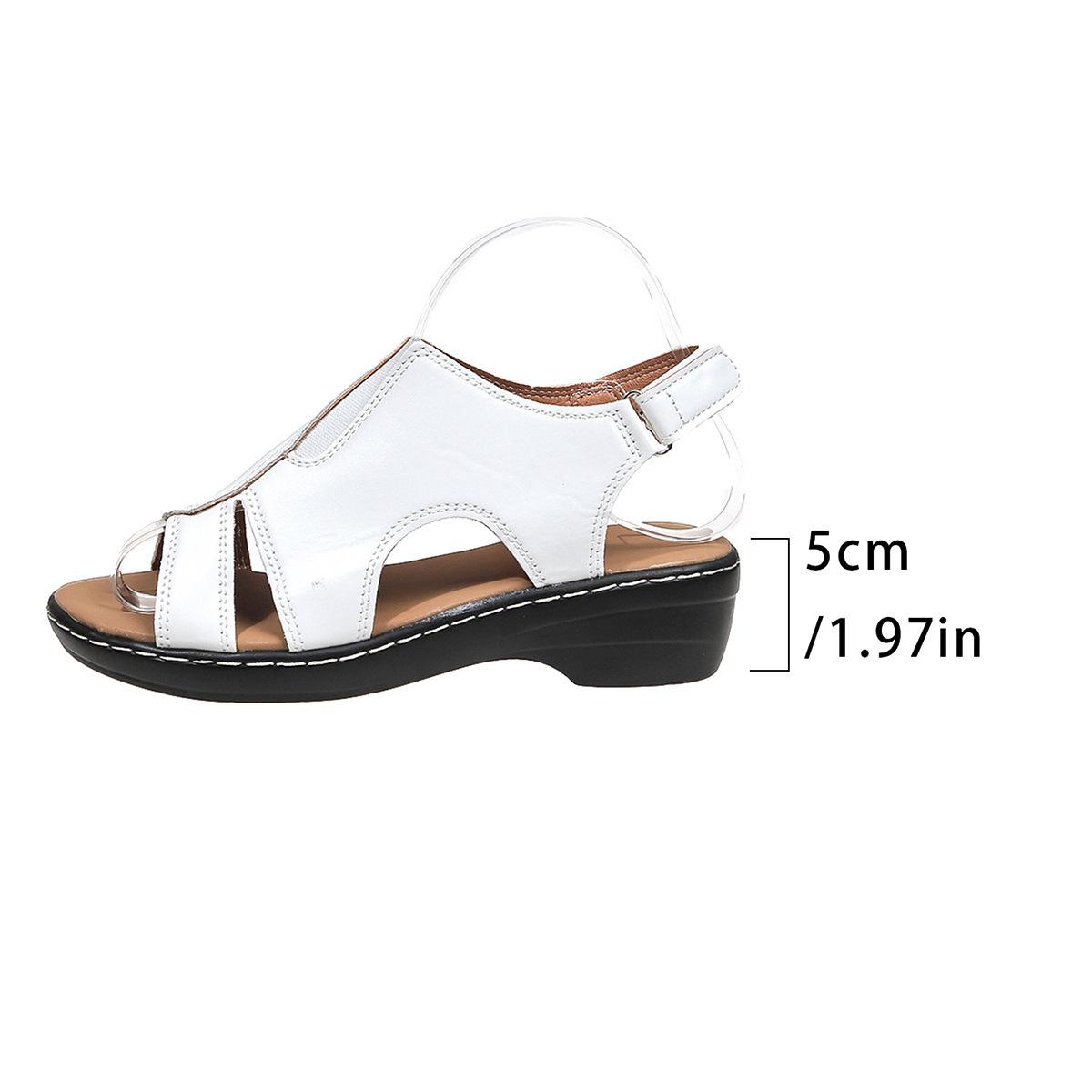 

2025 summer solid color round head word is Velcro fashion style women s large size platform sandals 43 белый