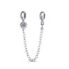 Sparkling Clear Silver Safety Chain 925 Silver Safety Chain Charm Beads Fit Bangle Bracelet DIY Jewelry
