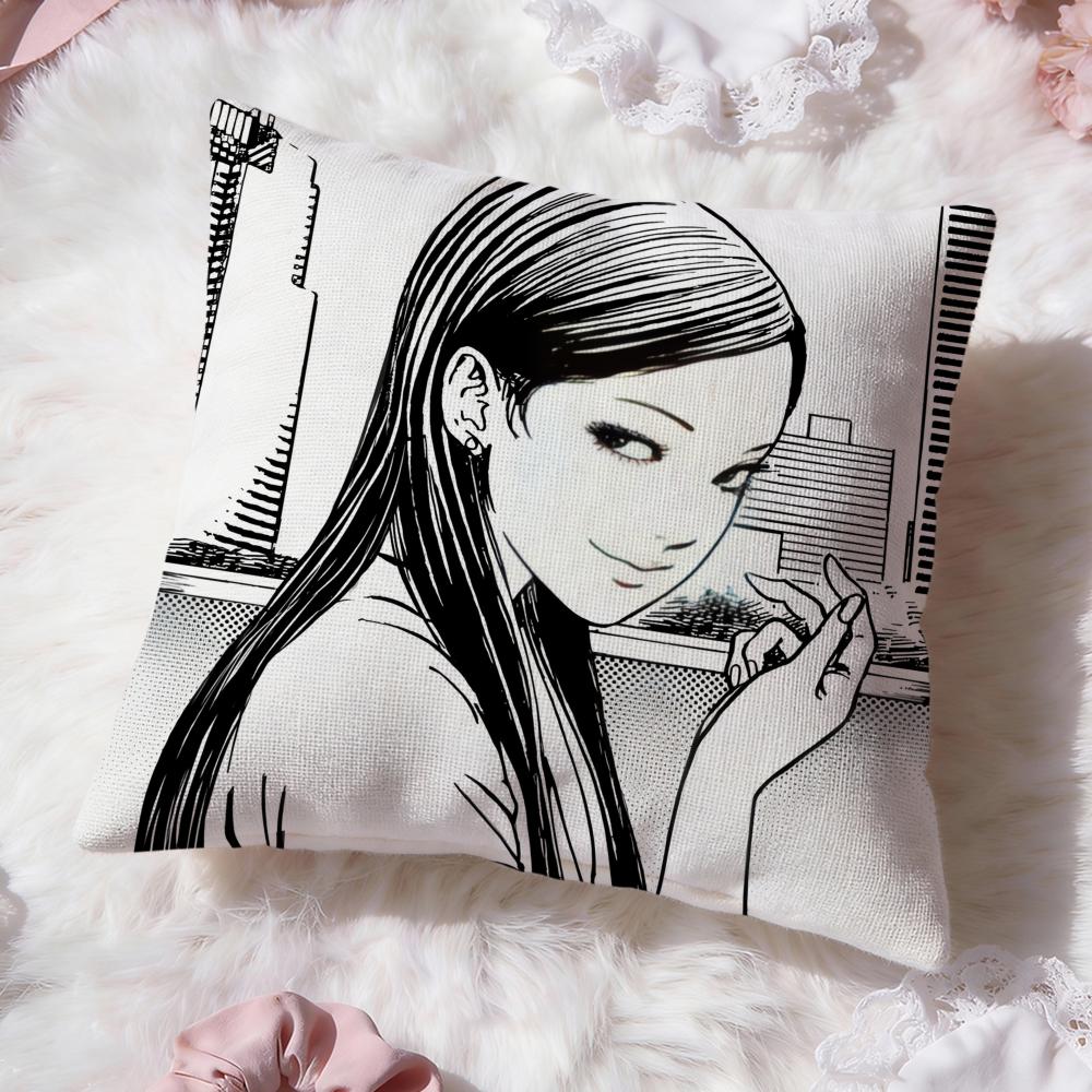 J-Junji Ito Terror Horror Cushion Cover Premium Comfort Reversible Pillow Cove -Two in One Design for Any Room & Car Interior