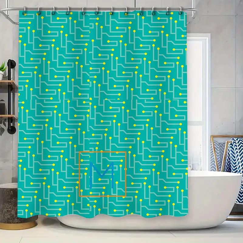 Vibrant Fish Print Shower Curtain Waterproof Fabric for Bathroom Decor Home Decoration Blue,  Yellow Green Colors