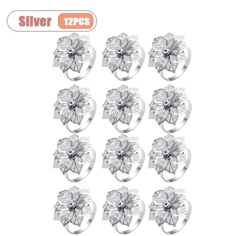 1-24PCS Gold Mesh Flower Napkin Ring Metal Elegant Table Decor for Wedding Party Banquet Dining Table Accessories