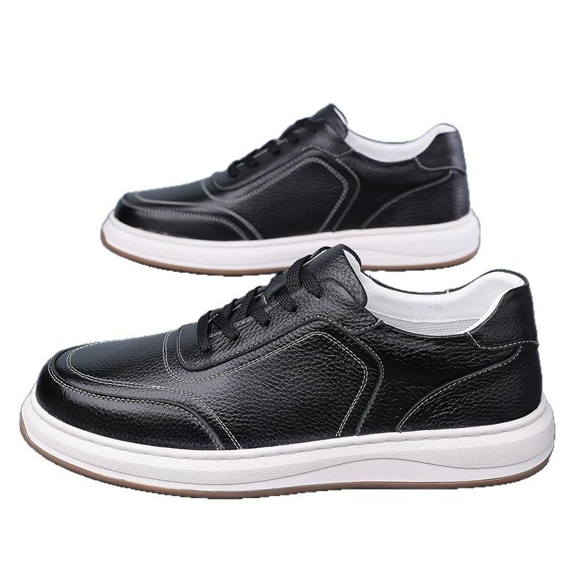 Leather White Shoes Casual And Comfortable Sports Breathable Men'S Shoes New Fashion Flat Casual Men'S Shoes Board Shoes