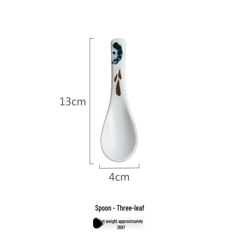 Hand-Painted Retro Ceramic Japanese Spoon: Tasting, Rice, Soup & Dessert