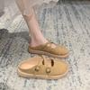 Baotou Half Slippers Women's Summer Wear 2025 New Fashionable Versatile Platform Soft Surface French Mary Jane Cross Single Shoes