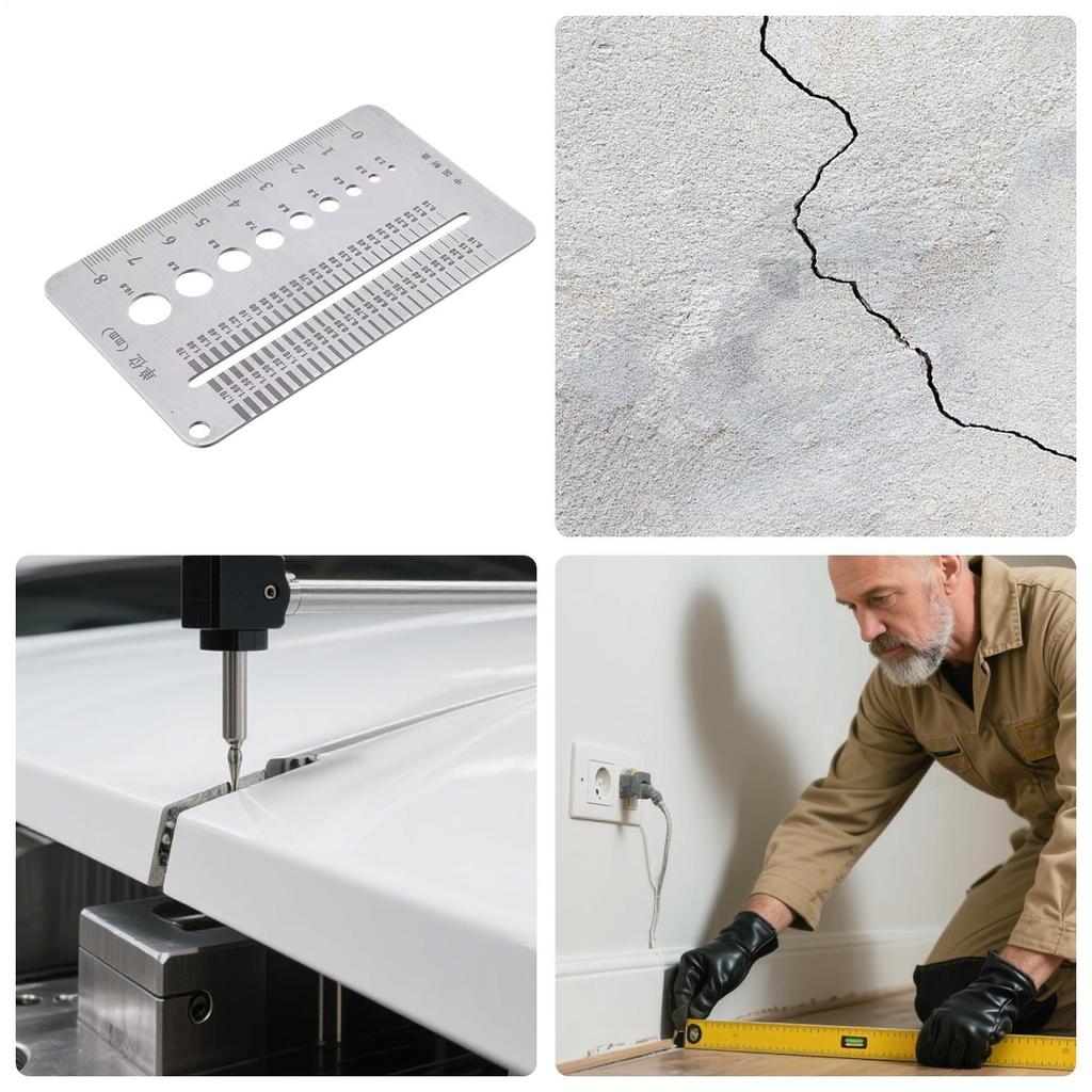 Gap Measuring Ruler Crack Width Gauge Stainless Steel Crack Width Gauge for Home Wall Construction Inspection Monitoring