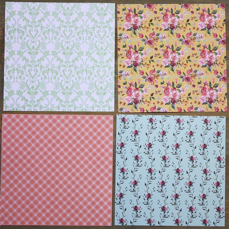 24 Sheets Flower Craft Paper Pads Cutting Dies Art Background Origami Scrapbooking Card Making