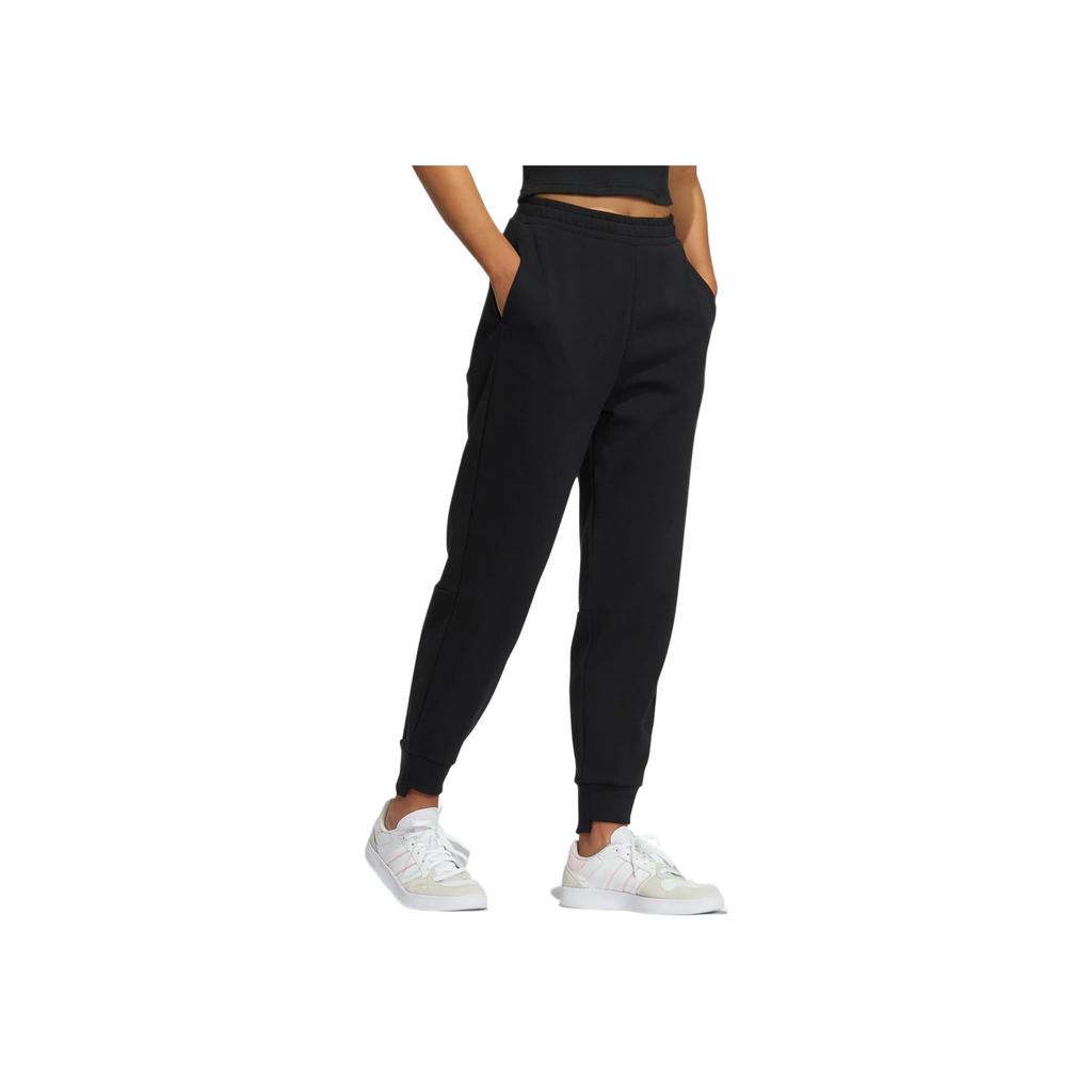 Adidas Neo Solid Color Joggers with Logo Print and Elastic Cuffs Women Bottoms Black IL4734