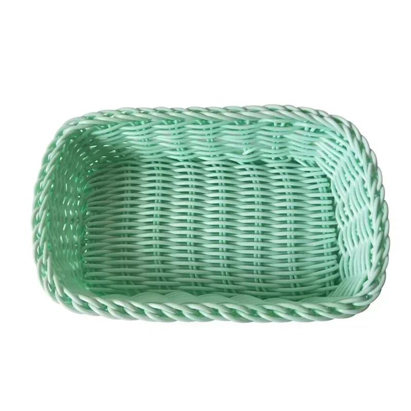 Scatola portaoggetti in plastica intrecciata organizer per scrivania ufficio colori caramella due forme disponibili per articoli domestici