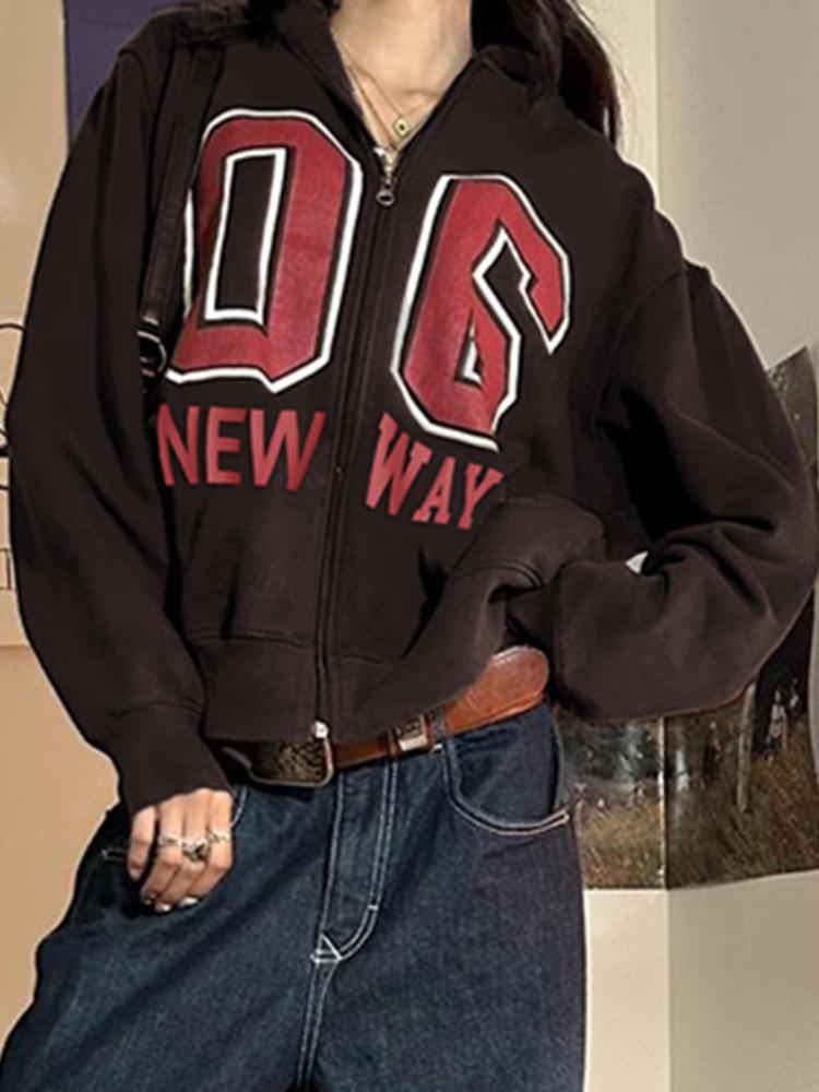 

AltGoth Harajuku Повсякденний світшот з капюшоном Жіночий Y2k Dark Gothic Streetwear Letters Printed Loose Loose Long Sleeve Zip-up Hoodie Femme L коричневий