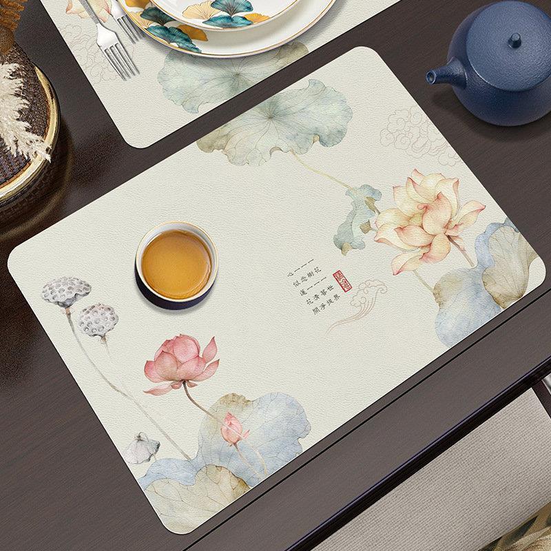 PU Heat Resistant Zen Placemat: Waterproof, Non-slip, Oil-Proof, Easy Clean