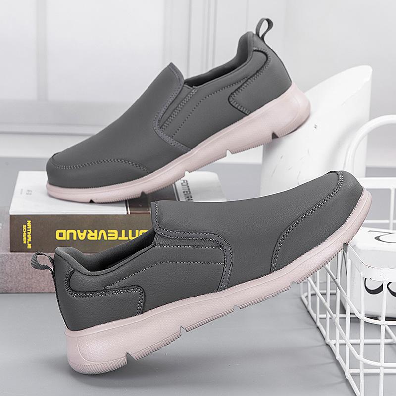 Fashion New Mens Leather Loafers Non Slip Walking Flats Breathable Outdoor Slip on Casual Shoes for Male Work Office Sneakers
