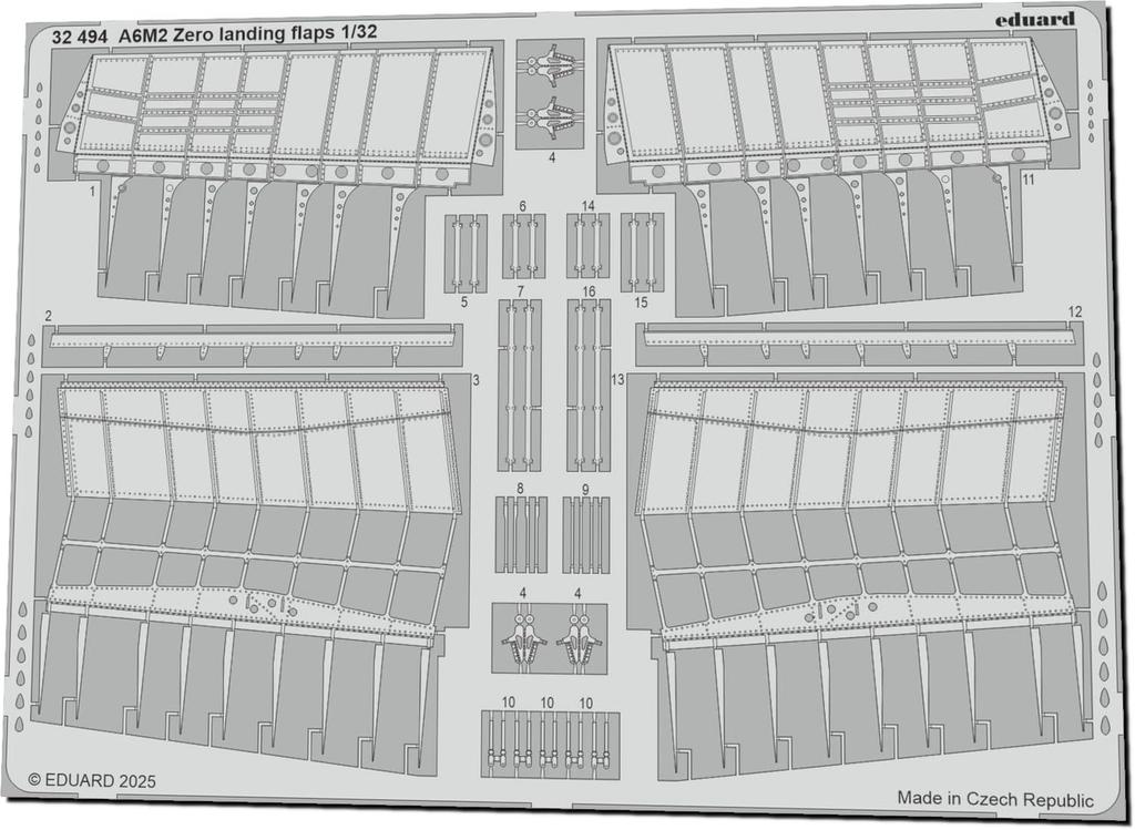 Eduard 1/32 Mitsubishi Zero Fighter Type 21 Landing Flaps (for Tamiya) Plastic Model Kit Parts EDU32494 (Airplane)