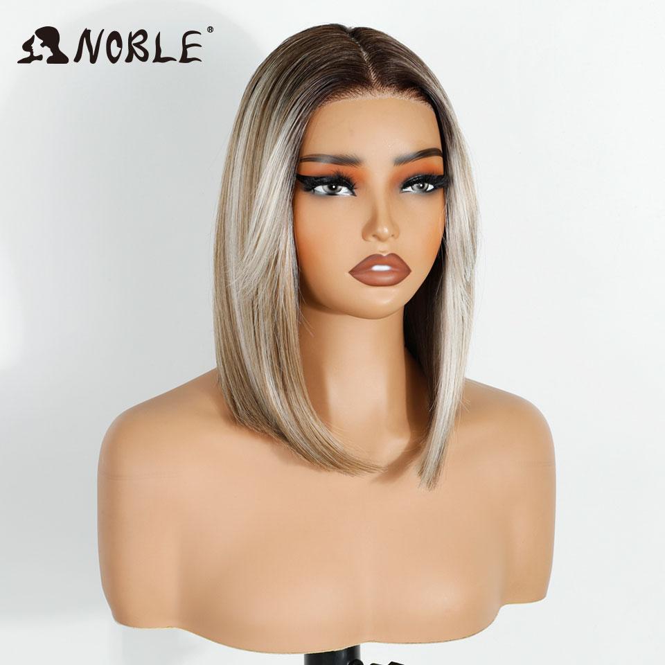 

Noble Synthetic Lace Front Wigs For Women 12 Inch Short Bob Lace Wig Pre Plucked Pre-Cut Caramel Brown Colorful Cosplay Lace Wig (as the picture,150%&12inches&Lace Front)
