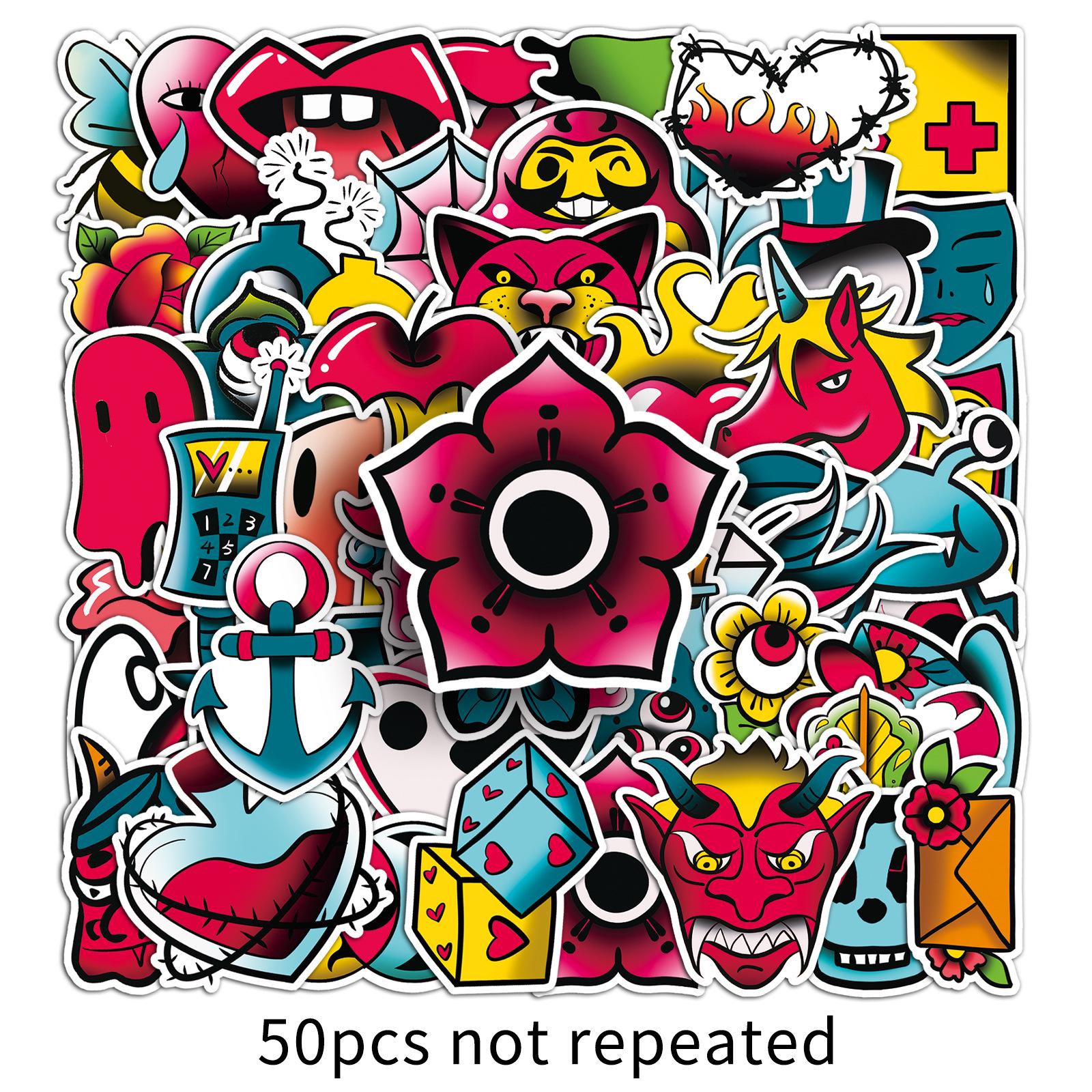 50 Original Waterproof Graffiti Stickers - Trendy Décor for Planners & Water Bottles