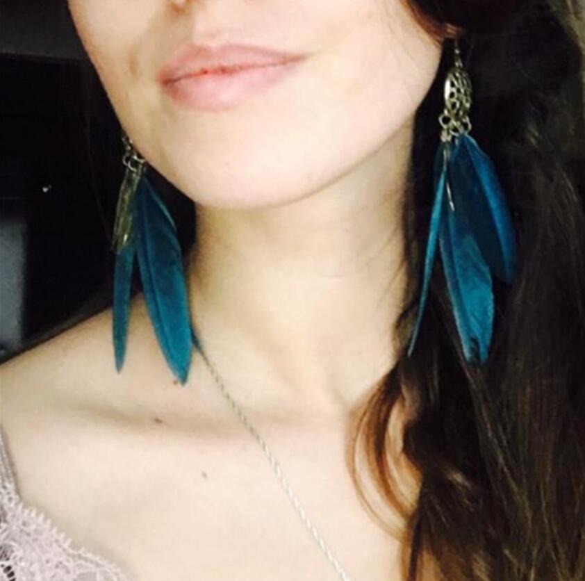 Visionb Bohemia Feather Long Design Dream Catcher Earrings for Women Jewelry
