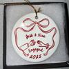 Personalised First Christmas Engaged Ceramic Ornament Engagement Gift for Couples Keepsake Gift Xmas Tree Decor Photo Prop