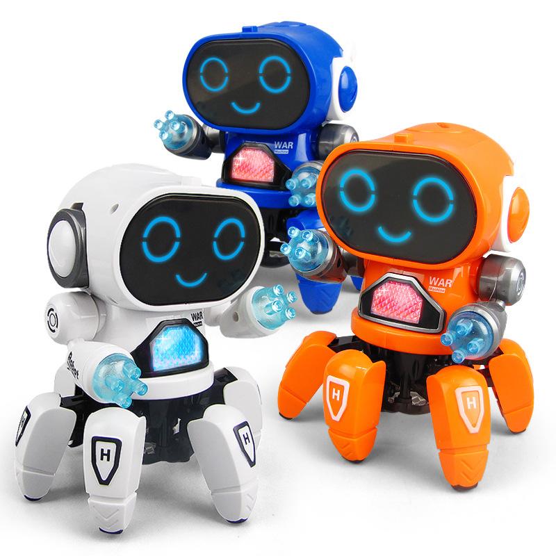 Dancing Six-Claw Fish Robot Electronic Toy Pet Funny Walking With Music Lightd Interaction Toys For Kids Boys' Birthday Gifts