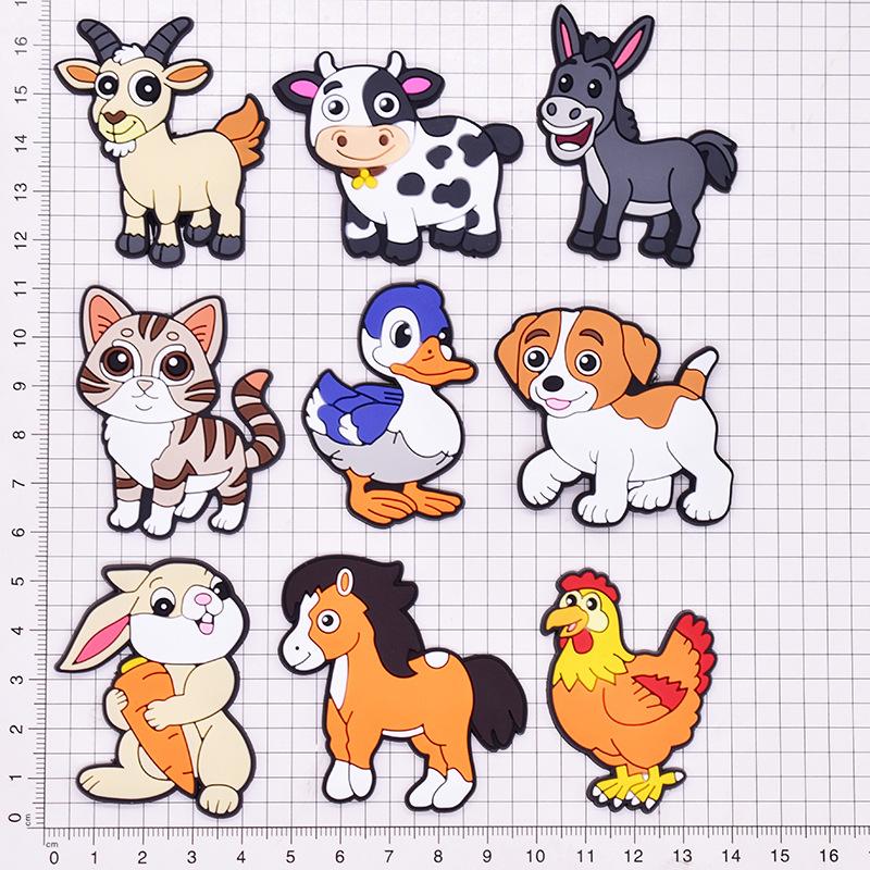 10Pcs 2D Flat Cute Pvc Fridge Magnets Cartoon Farm Animal Dishwasher Magnets With Kitten Puppy Bunny Fun Home/School/Party Decor