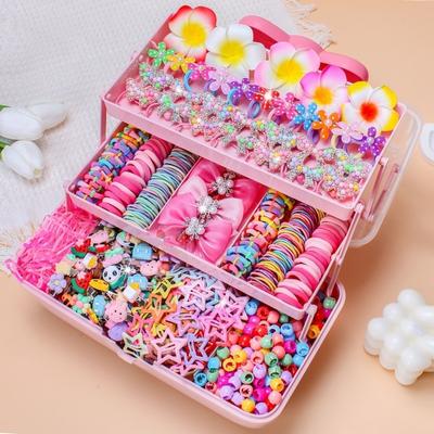 546Pcs Flower High Elastic Hair Accessories Set No Hurt Hair Colorful Hair Clips Girls Hair Bands Girls Children