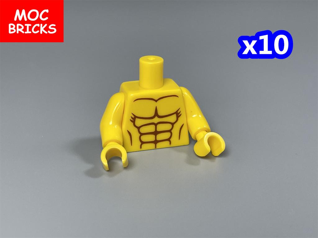 10pcs MOC Bricks Torso Body Man Muscle Pants 4cm Figure Part Particles Assembled Building Blocks Children's Toys