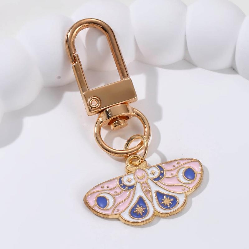 Colourful Flying Insect Butterfly Moth Enamel Keychain Lovely Animals Key Ring For Friends Entomologist Good Handmade Gift
