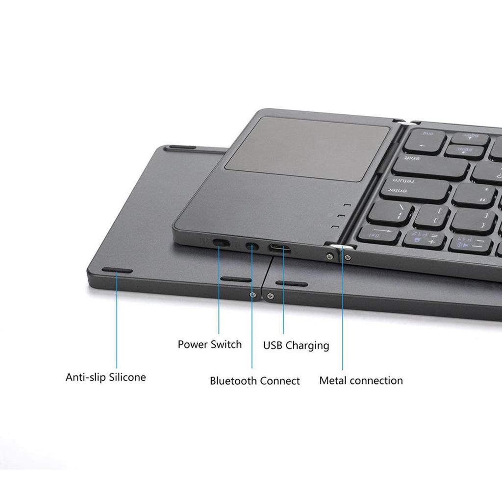 B033 Foldable Bluetooth Keyboard with Touchpad for Phones, Tablets, Laptops