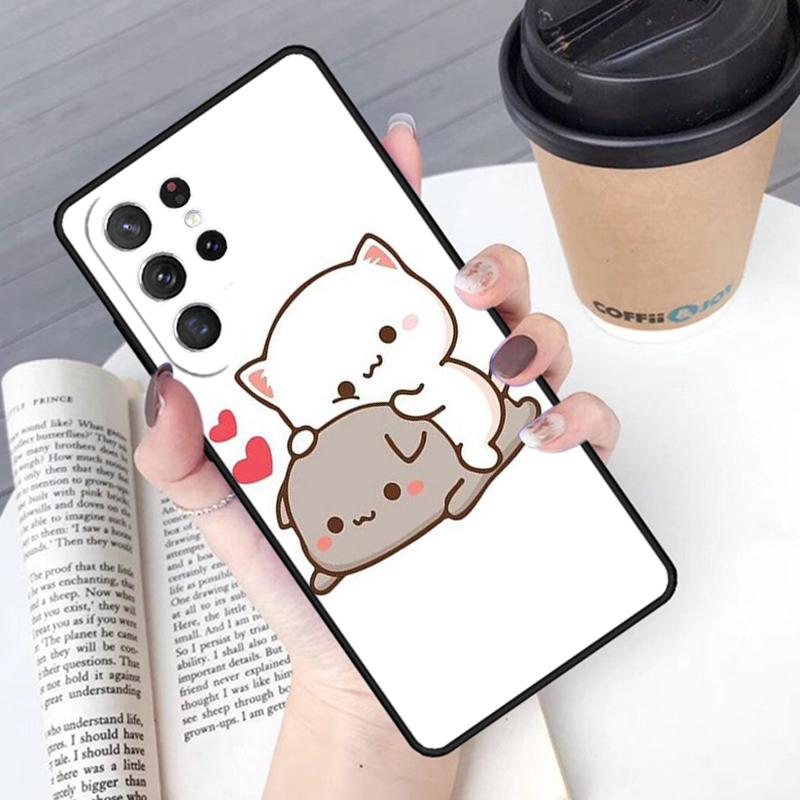 Mochi Peach Cat phone case Cover For Samsung Galaxy S24 S25 Ultra S21 S22 Ultra S10E Note 10 Plus Note 20 FE S23