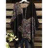 Damen T-Shirt mit Mandala-Druck und Blumenmuster-Oberteil, Nicht durchsichtiges Rundhals-Shirt, Geeignet für Freizeit und formelle Anlässe