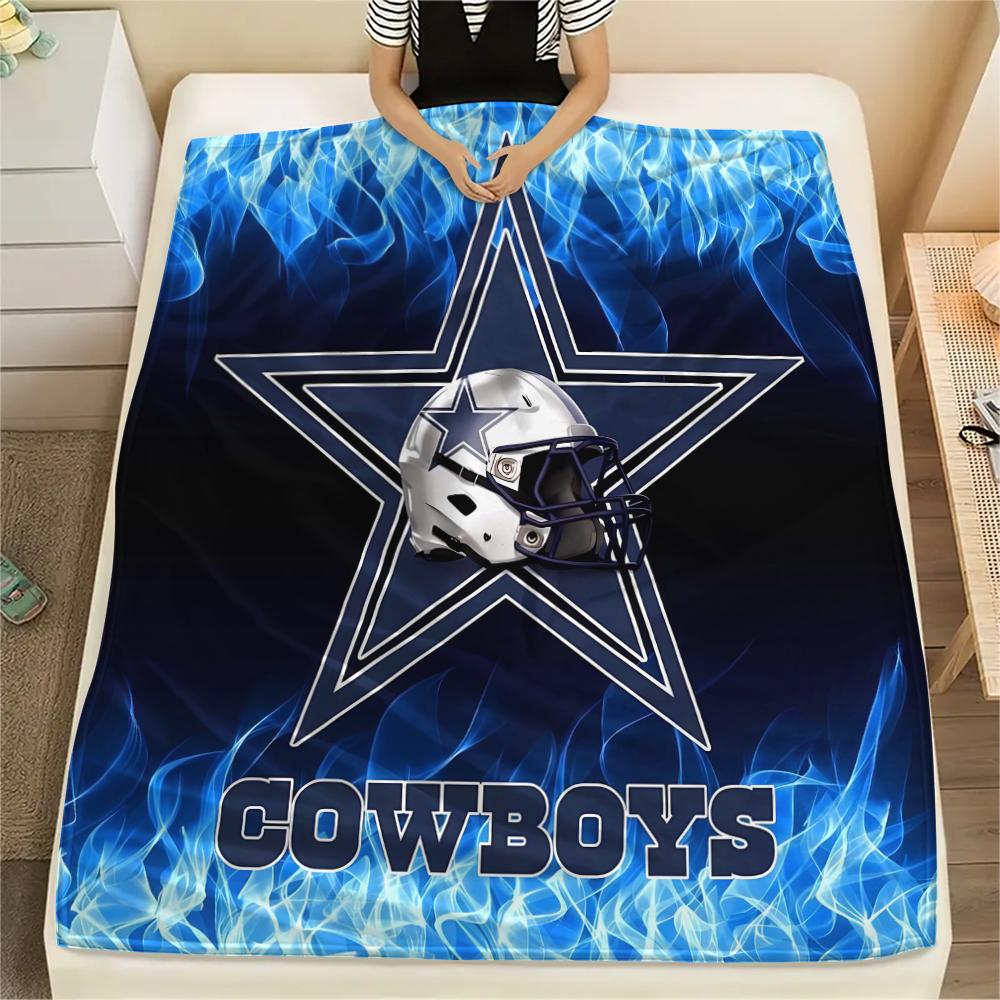 1Pc Cowboys Football Print Flannel Blanket, High quality Comfortable for All Seasons, Home Decor, Warmth and Comfort, Perfect for Gifts