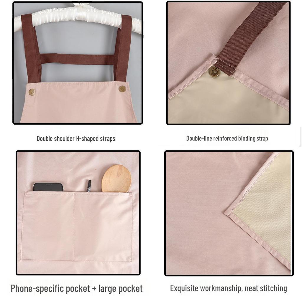 Korean Style Waterproof and Oil-Proof Apron: Durable, Stain-Resistant, with Custom Text for Adult Kitchen and Work Use